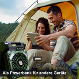 GY Tragbarer Solar Camping Ventilator mit LED Licht und Powerbank 20800mAh