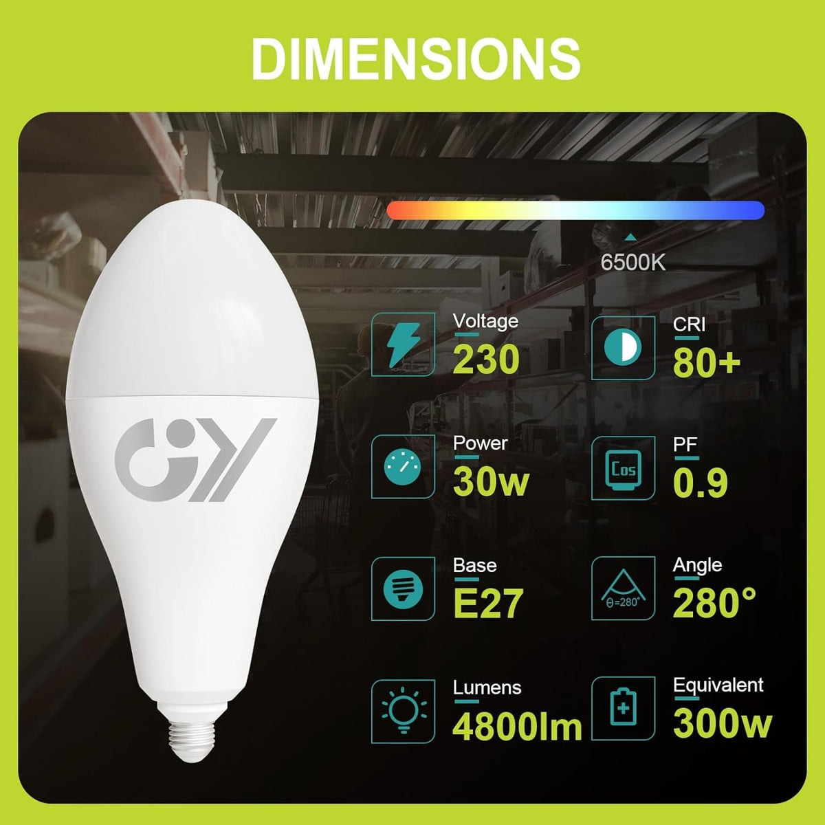 GY E27 P120 LED Cool White Lampe 30W 4800 Lumen Energieeffizienzklasse C