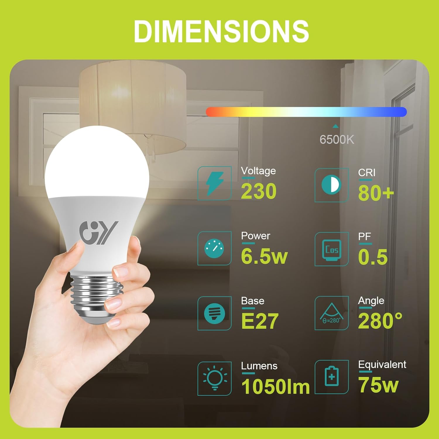 GY E27 A60 LED Lampe 6.5W 1050 Lumen Energieeffizienzklasse C
