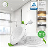 GY Waterproof recessed LED downlight 12 pack for bathrooms with adjustable warm white, neutral white and cool white color settings