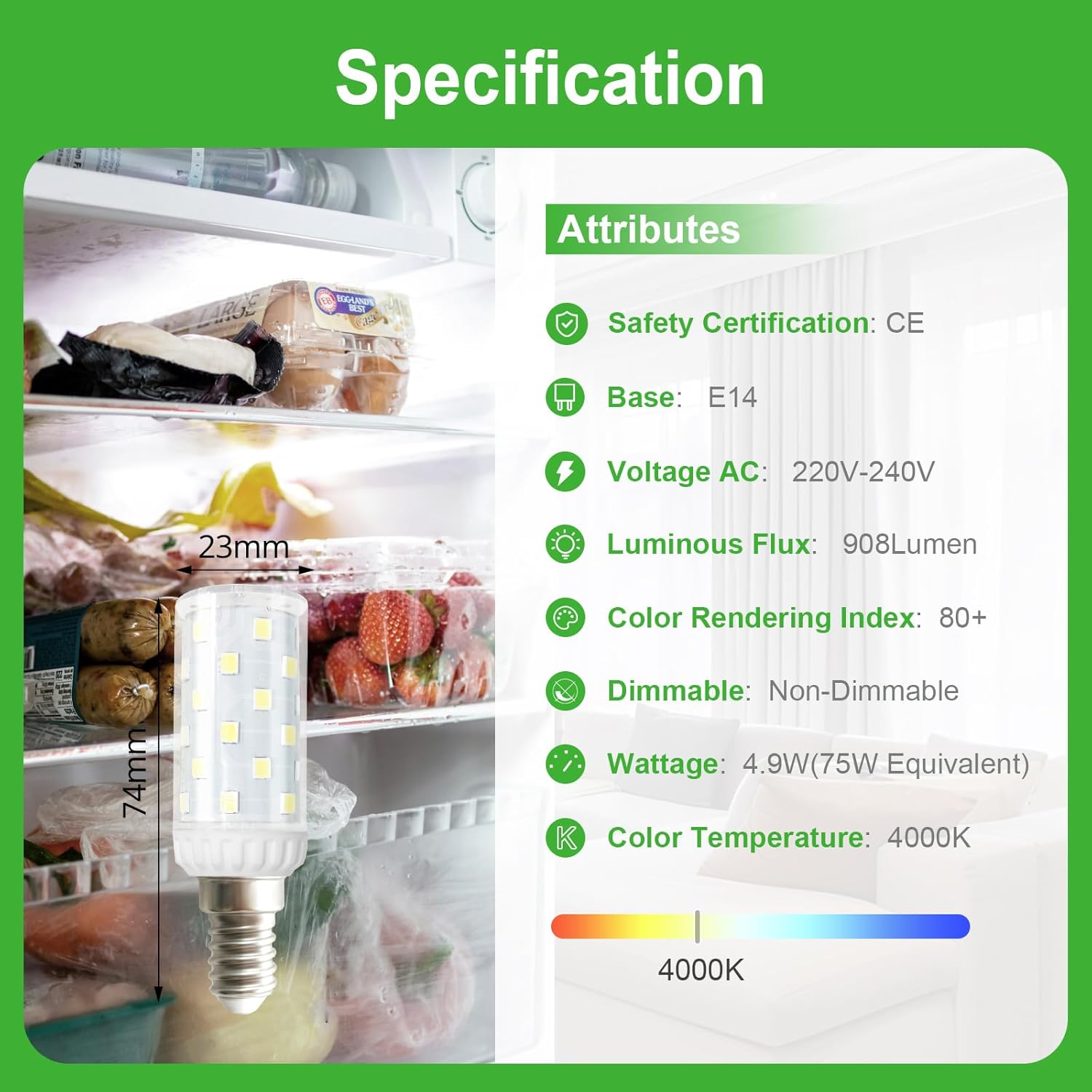 GY_LED_E14_4.9W_908lm_Specification